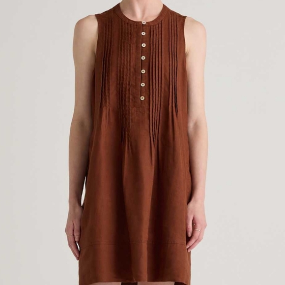 Quince Dresses & Skirts - Quince Brown Mini Swing Sleeveless Dress Elegant and Timeless Size small NwT